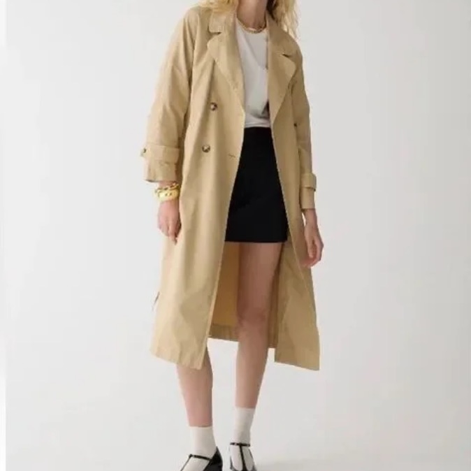 J. Crew Relaxed Heritage Double Breasted Trench Coat In Chino Khaki Cotton Xxs
